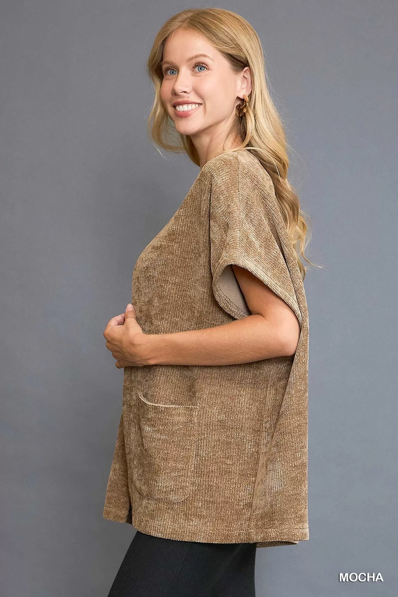 Umgee Womens Knit Cardigan Mocha Open Front with Front Pockets 8eba3067-8584-4d47-8c19-418eb3fbd736-Max-Origin Trendsi