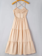 Maxi Dress Beige Crossover Backless Bodice Tiered Smocked 8ecc9d925475406a8d2909e02c4d1858-Max-Origin Trendsi