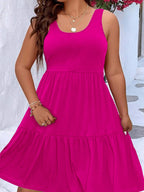 Plus Size Tiered Tank Dress with Scoop Neck