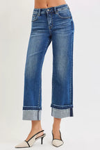 RISEN Womens Straight Jeans Mid Rise Ankle with Cuffed Hem 8ed831ef94eb458ca3e934e27c305e64-Max-Origin Trendsi