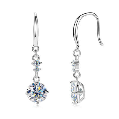 Silver Earrings 2 Carat Moissanite Stone 925 Sterling Round Drop Jewelry 8eff4408-c3d3-44f8-9bf6-f2609e8f832e-Min Trendsi