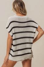 BiBi Knit Top Vacay Mode Embroidery Drop Shoulder Striped Sweater 8f00647687e44411b29dcc11aef3635a-Max-Origin Trendsi