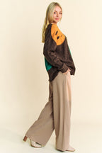 Davi & Dani Dark Brown Sweater Colorful Smile Round Neck Oversize Pullover 8f060ba8-8048-4936-842c-5a18111d21cf-Max Trendsi
