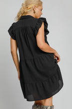 Umgee Mini Dress Black Ruffle Cap Sleeve Johnny Collar Tiered 8f0feb17-9ffe-4068-bb88-1dc8bfae88c2-Max Trendsi
