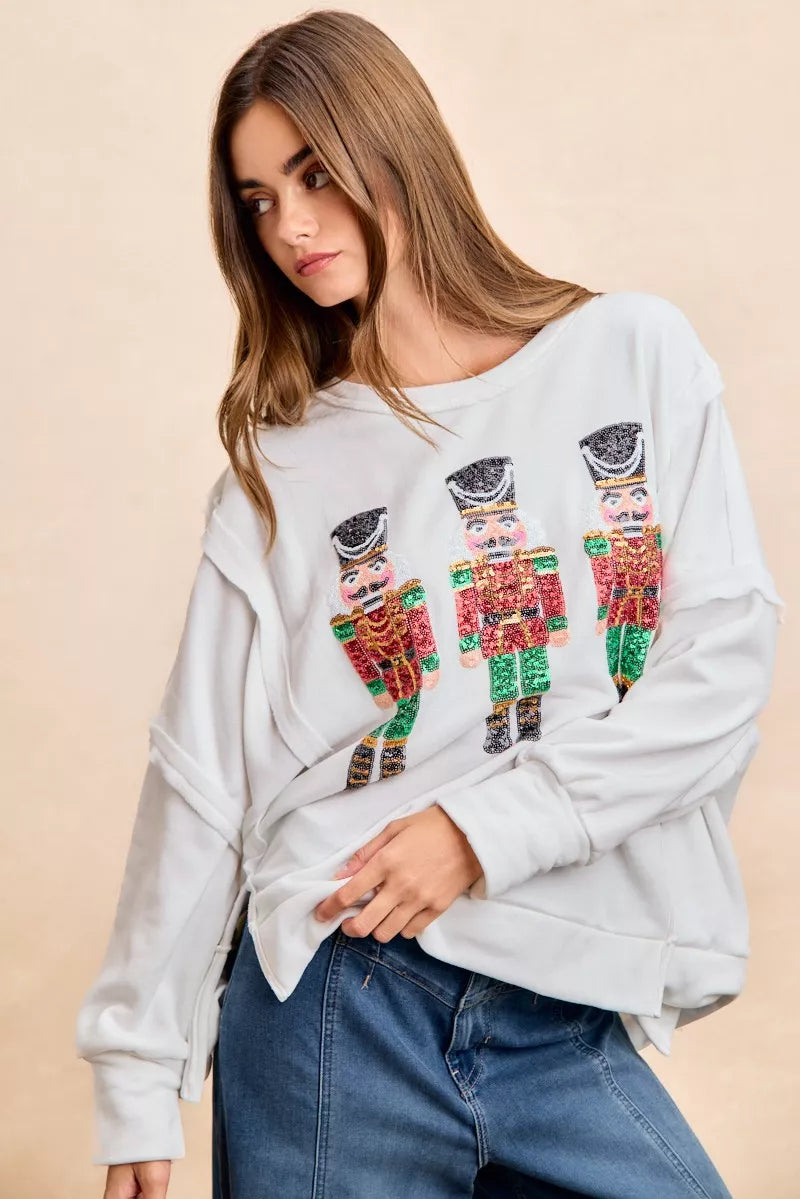 BiBi Sweatshirt Christmas Sequin Nutcrackers Embroidery Oversized Top 8f1f13b4acbc41638729aec98d862fca-Max-Origin Trendsi