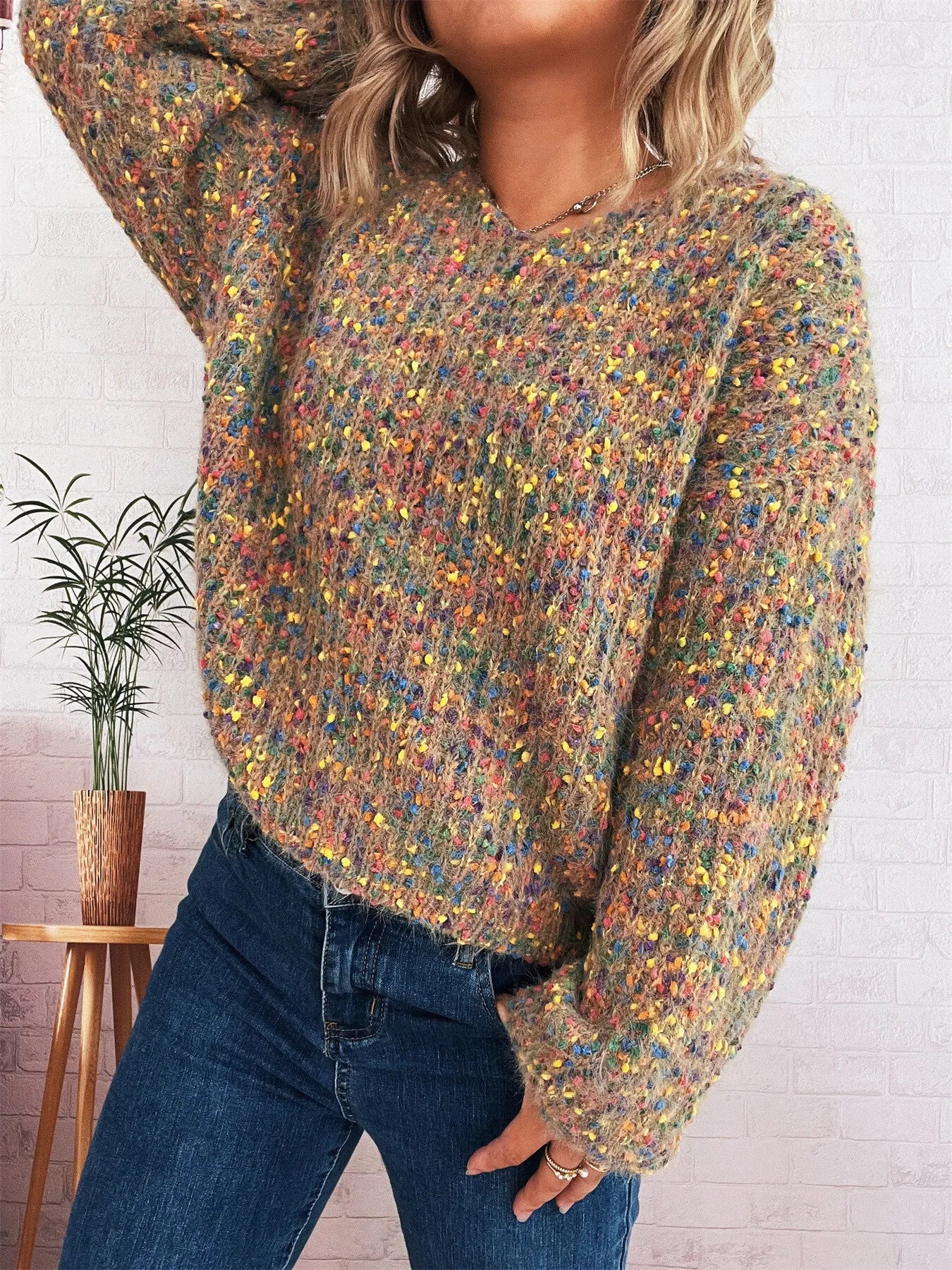 Women's Sweater Colorful Knit Oversized Long Sleeve Pullover 8f24ccee26fd4c608c21b0e940e00270-Max-Origin Trendsi