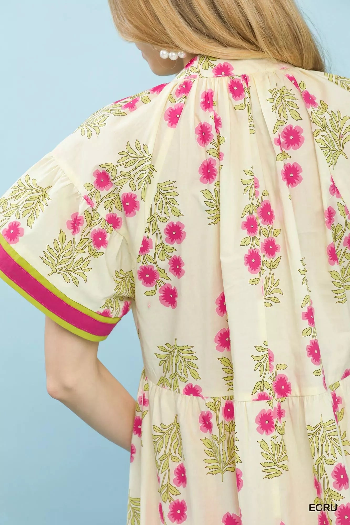 Umgee Midi Dress Ecru Floral Border Tiered Cotton Short Puff Sleeves 8f5e9738-146a-44f3-9b6f-410e71638eab-Max-Origin Trendsi