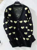 Women Cardigan Heart V-Neck Button Up Long Sleeve Soft Acrylic Knitwear Black 8f7dedfd-13fe-48c2-bb2c-d072ca781963-Max Trendsi