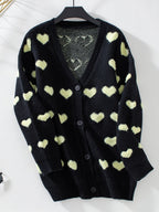 Women Cardigan Heart V-Neck Button Up Long Sleeve Soft Acrylic Knitwear Black 8f7dedfd-13fe-48c2-bb2c-d072ca781963-Max Trendsi