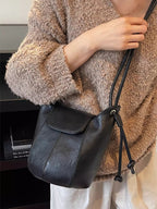 Knot Strap Medium Bucket Crossbody Bag in PU Leather