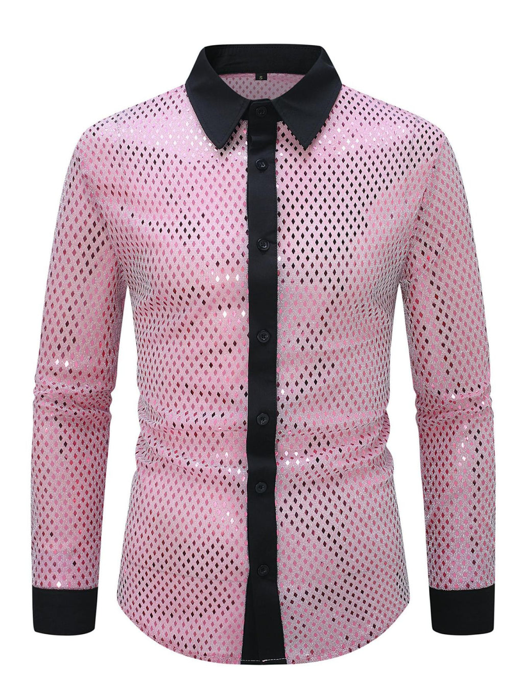 Men's Full-Size Long-Sleeve Openwork Shirt, Plus Sizes Available