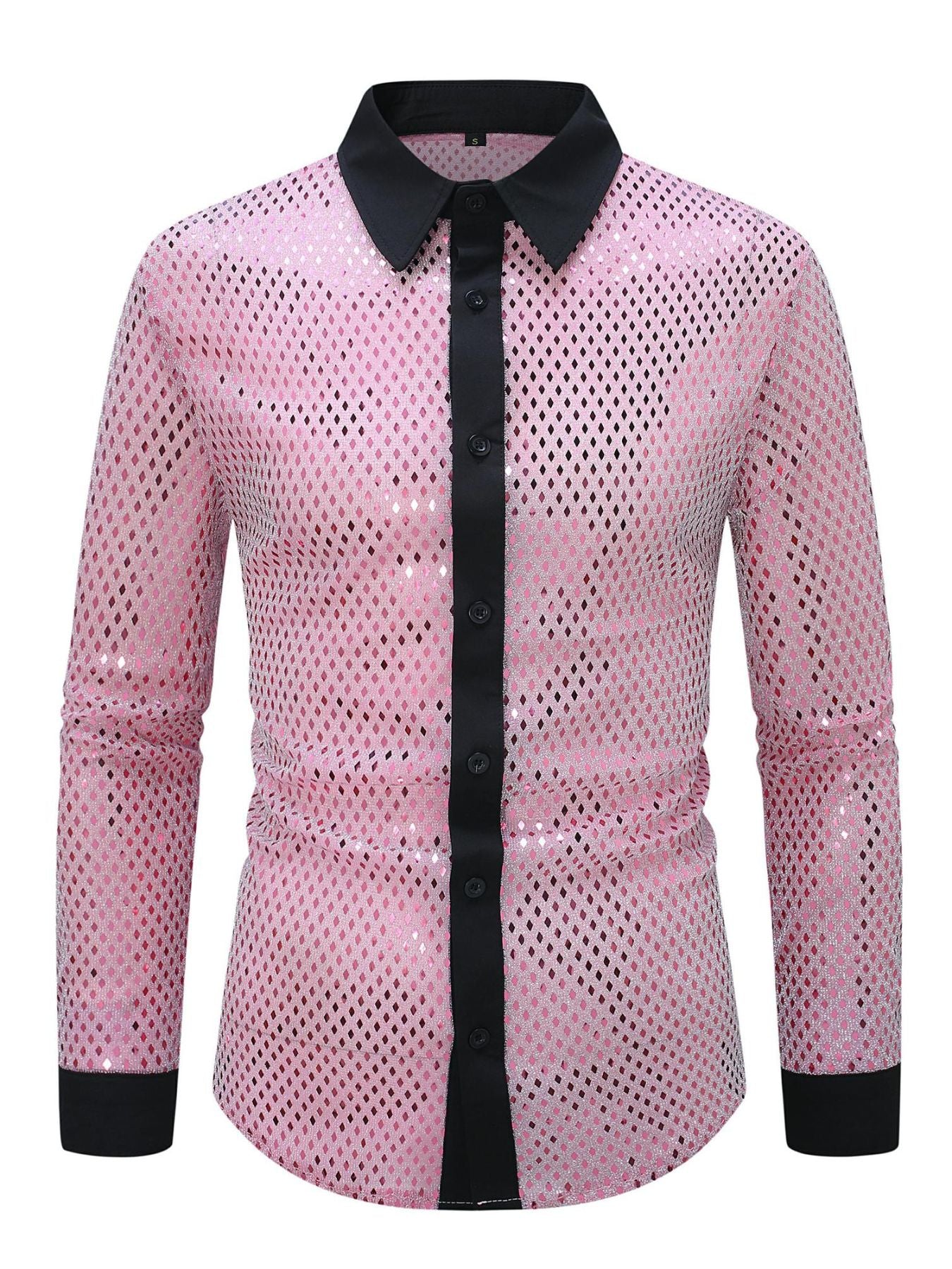 Men's Full-Size Long-Sleeve Openwork Shirt, Plus Sizes Available