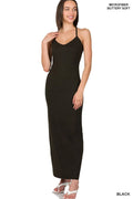 Zenana Maxi Dress Black Brushed Dty Thin Strap Racerback V-Neck BLACK 8fa345c9a8dd44e3ab8c4e50937db368-Max-Origin Trendsi