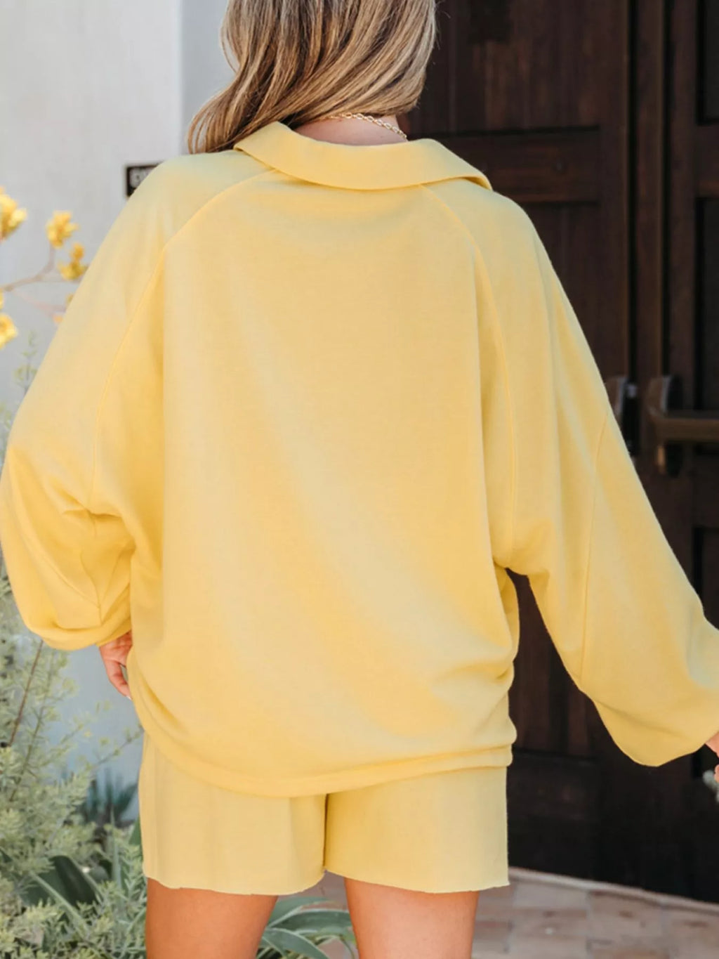 Women's Outfit Set Button Collar Drop Shoulder Top and Shorts 2pcs Set Yellow 8fb1fc8d-3a0d-40ec-98e8-7520ced122d5-Max-Origin Trendsi