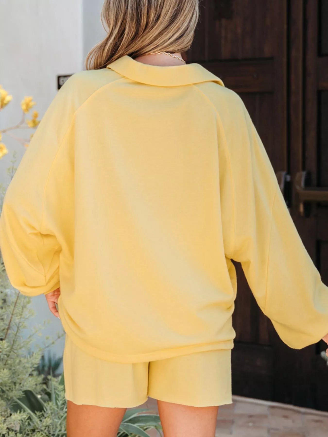 Women's Outfit Set Button Collar Drop Shoulder Top and Shorts 2pcs Set Yellow 8fb1fc8d-3a0d-40ec-98e8-7520ced122d5-Max-Origin Trendsi