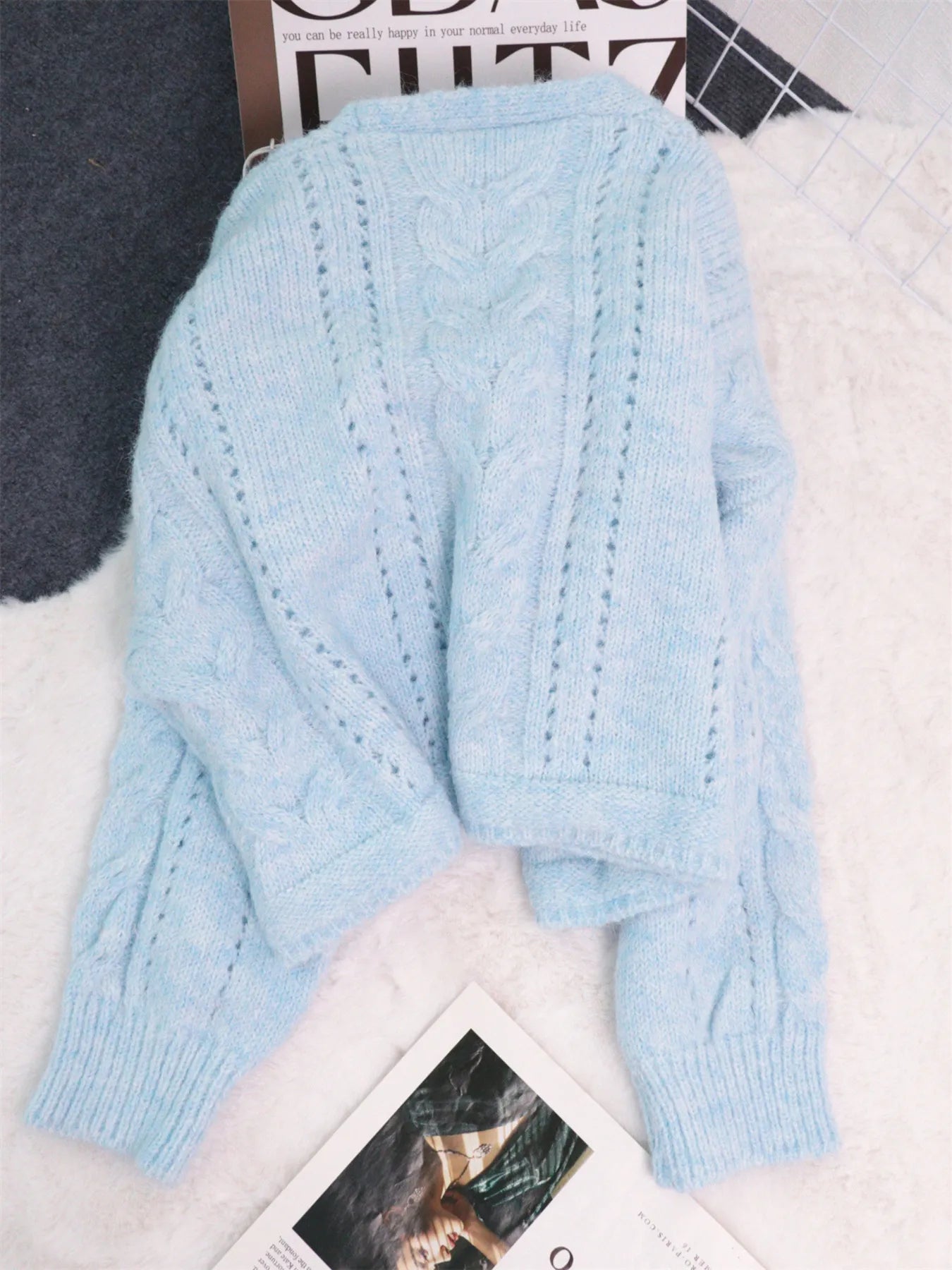 Women's Cardigan Cable Knit Button-Up Soft Knit Acrylic Long Sleeve 8fc579c7946244cc9f448bf302398a14-Max-Origin Trendsi