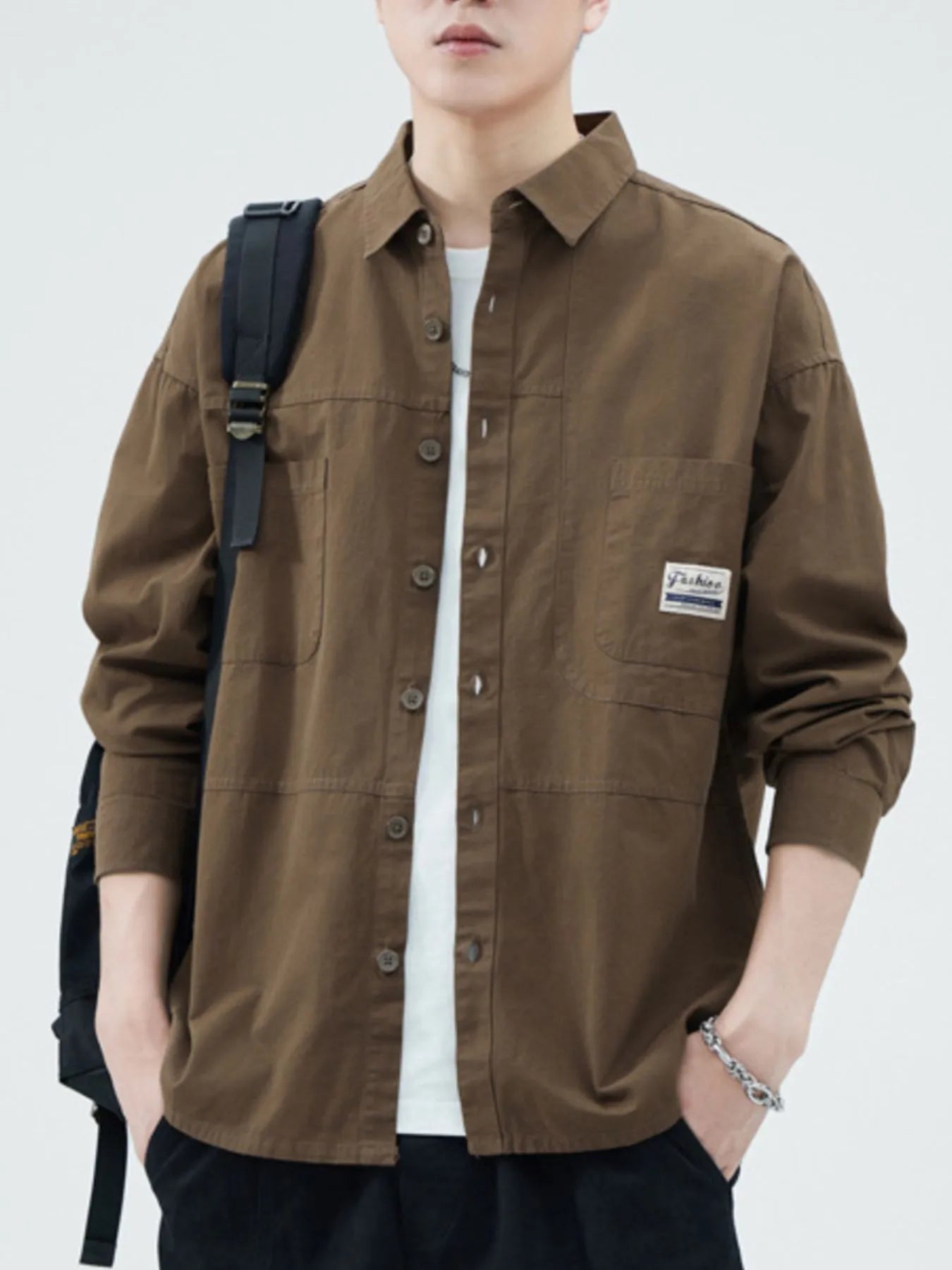 Men's Button Up Shirt Long Sleeve Casual Top with Front Pockets 90045a38-a359-4be7-af1c-347f990d2d9b-Max-Origin Trendsi