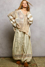 POL Knit Top Beige Color-Blocked Stripe Pattern with Twisted Weave Sweater 9004dcc6-76be-4edb-b17f-74b30e3d6721-Max-Origin Trendsi