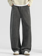 Men's Plus Size Loose Fit Pocketed Pants - 95% Polyester, 5% Spandex, Machine Washable, Imported