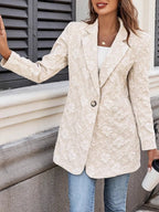 Women's Blazer Floral Jacquard One Button Long Sleeve Jacket 9027d55578be49188629b383a0b2c1ca-Max-Origin Trendsi