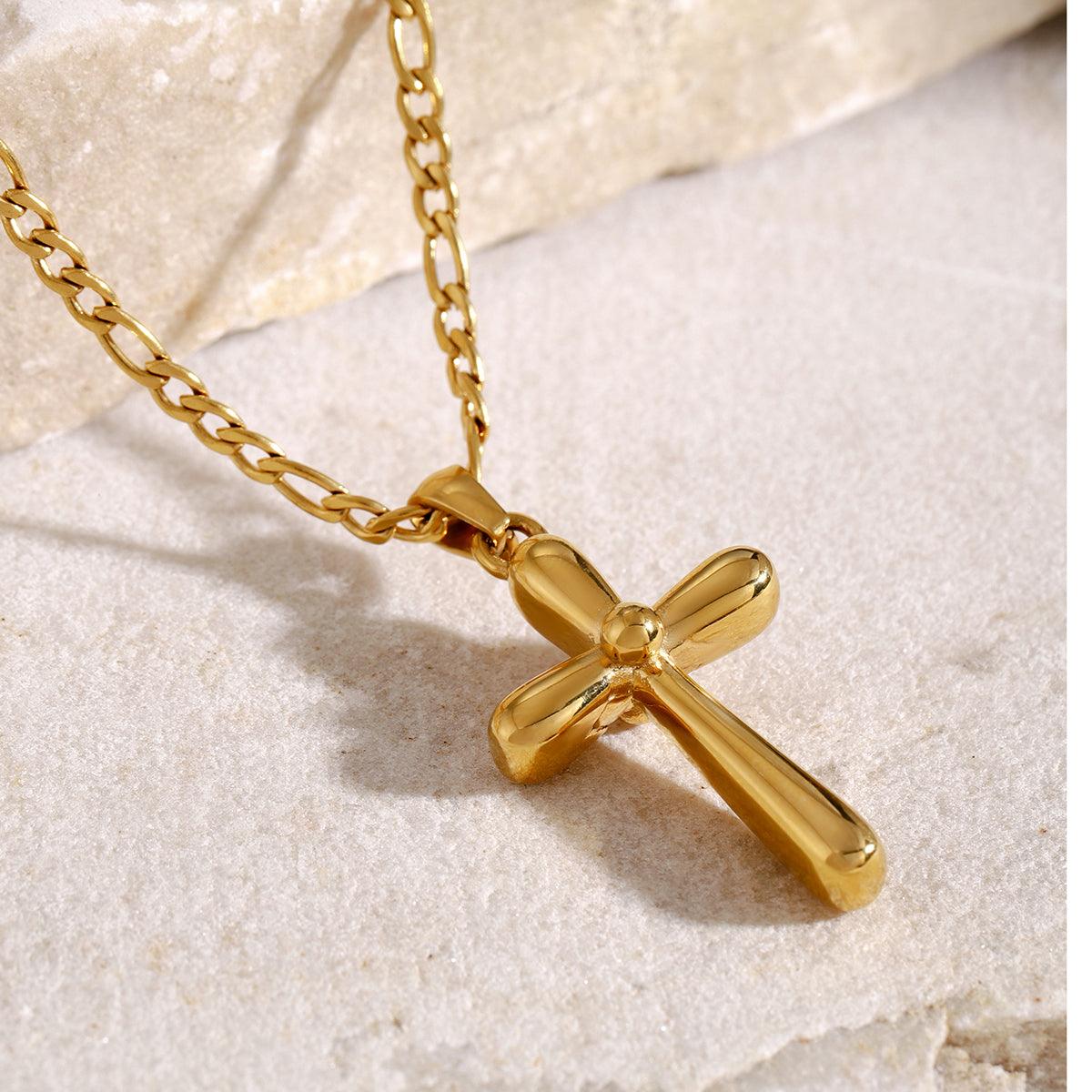 Necklace Gold Stainless Steel Cross Pendant 18K gold-plated Jewelry 902cb01a-339f-48e9-9a37-7ee5df7912e4-Max Trendsi