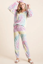 BiBi Tie Dye Casual Pants French Terry Lavender Multi Pocketed Jogger 9052c3c944e74702854b7b6bd92a8247-Max-Origin Trendsi