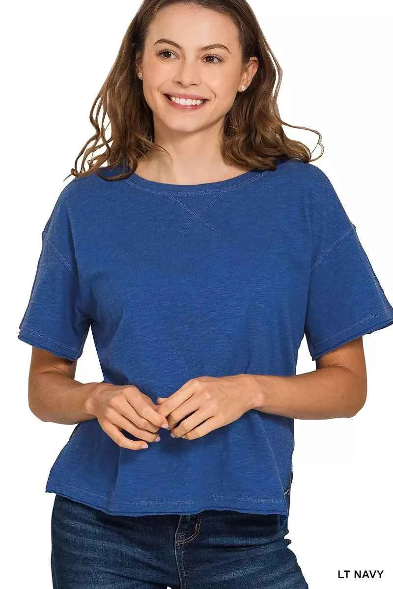Zenana Cotton Slub Short Sleeve Tee
