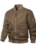 Men's Bomber Jacket Zip Up Long Sleeve Pocketed Outwear M-4XL Brown 90684d6c36f842888556e1329e3b42f8-Max-Origin Trendsi