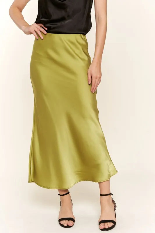 Elegant Satin Midi Skirt