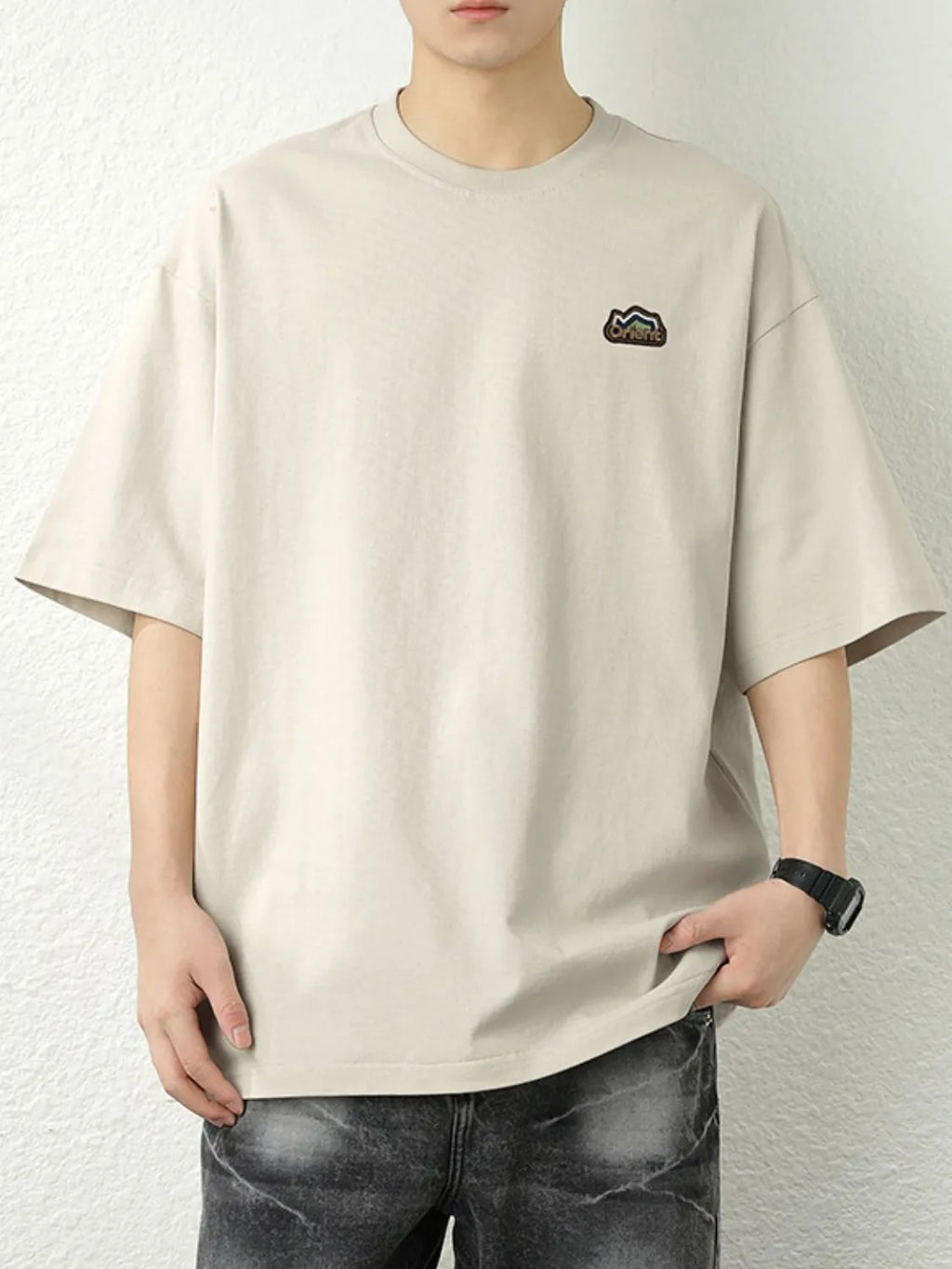 Men's Cotton T-Shirt Round Neck Half Sleeve M-3XL Top Tees Beige 9091ac83-400d-4d6a-89ff-fbb98234813a-Max-Origin Trendsi