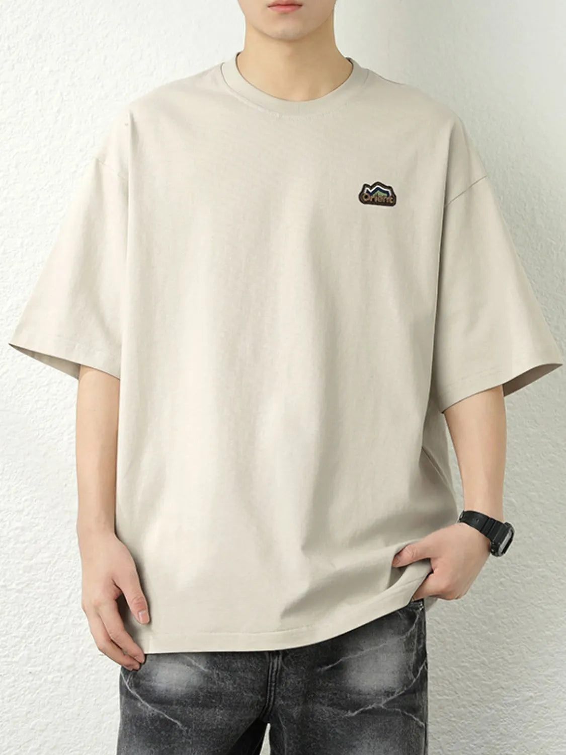 Men's Cotton T-Shirt Round Neck Half Sleeve M-3XL Top Tees Beige 9091ac83-400d-4d6a-89ff-fbb98234813a-Max-Origin Trendsi