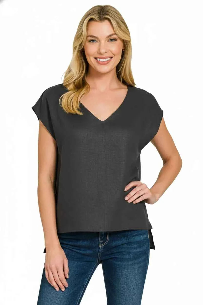 Zenana Linen V-Neck Sleeveless Top