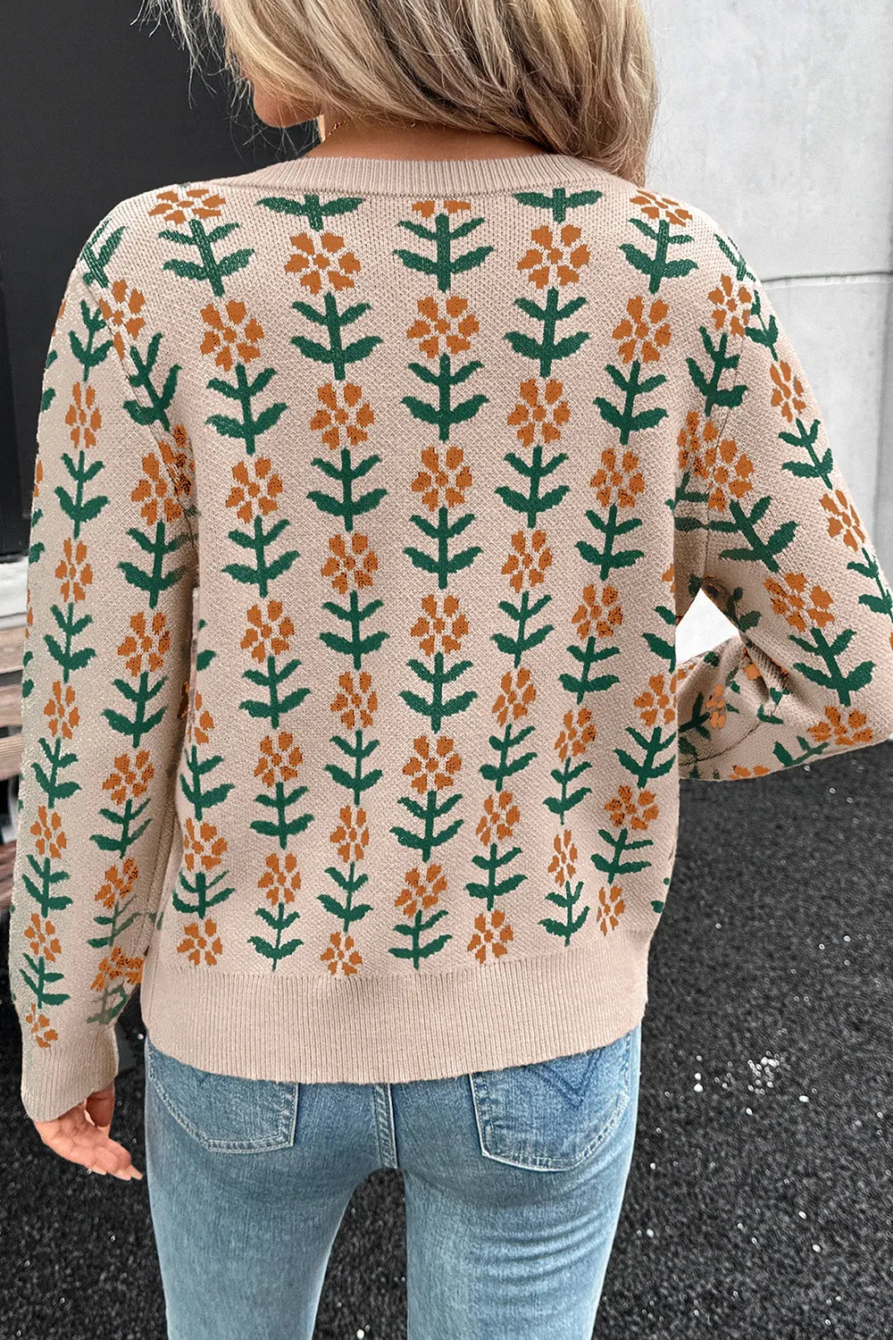 Women's Knit Cardigan Floral Button-Up Long Sleeve Knitwear 90a9b7a9-0120-4871-a813-71b84ecbc28a-Max-Origin Trendsi