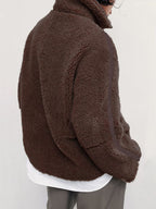 Plush Jacket Women Zip Up Turtleneck Long Sleeve Collared Warm Coat 90c27aeb-f3ab-4168-86f9-4fb000e8b236-Max Trendsi