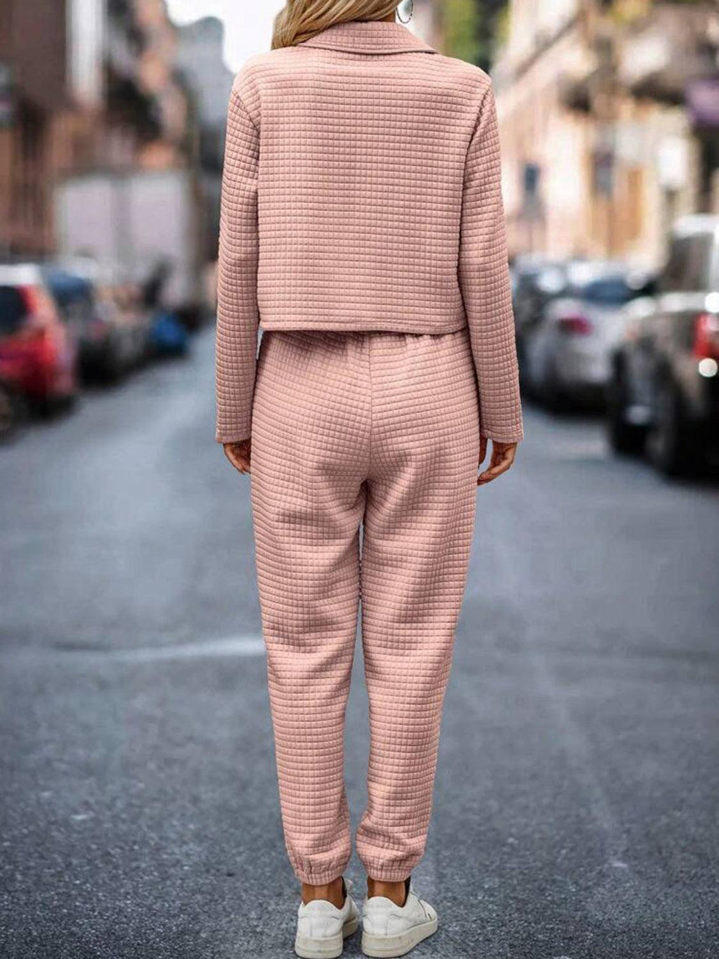 Outfit Set Plaid Texture Snap Down Top and Pants Set 90dbe3bb-d3c9-4c73-806b-65c5c40878f2-Max Trendsi