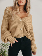 Knit Cardigan Oversized V Neck Long Sleeve Single Breasted 90eeed4f-7702-46bc-9b42-772be45d4282-Max Trendsi