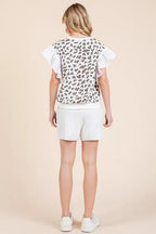Lime 'N' Chili Top Ribbed Leopard Print Ruffle Detail Sleeveless White Blouse 90fdcfd025614690bdc609b385a352ea-Max-Origin Trendsi