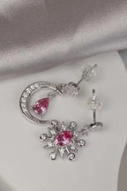 2 Carat Moissanite Moon & Star Earrings Deep Rose Stone 925 Sterling Silver 912e694f-cae2-4c27-b376-a2c6f1988b08-Max Trendsi