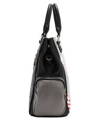 Nicole Lee USA Handbag Black Eco-Leather Fashion Print with Side Pockets 914ad44c-8121-4b7a-bc62-0324e565a7d3-Max Trendsi