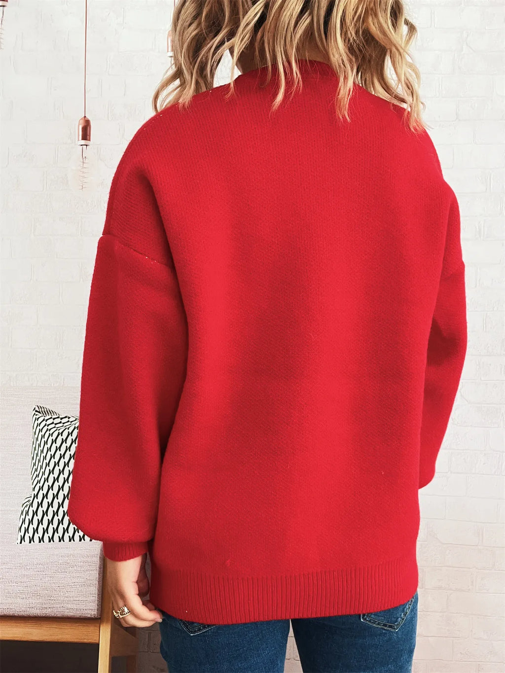 Women's Sweater Flower Dropped Shoulder Knit Long Sleeve Pullover 915a40c572f748cd910af31b022646c8-Max-Origin Trendsi