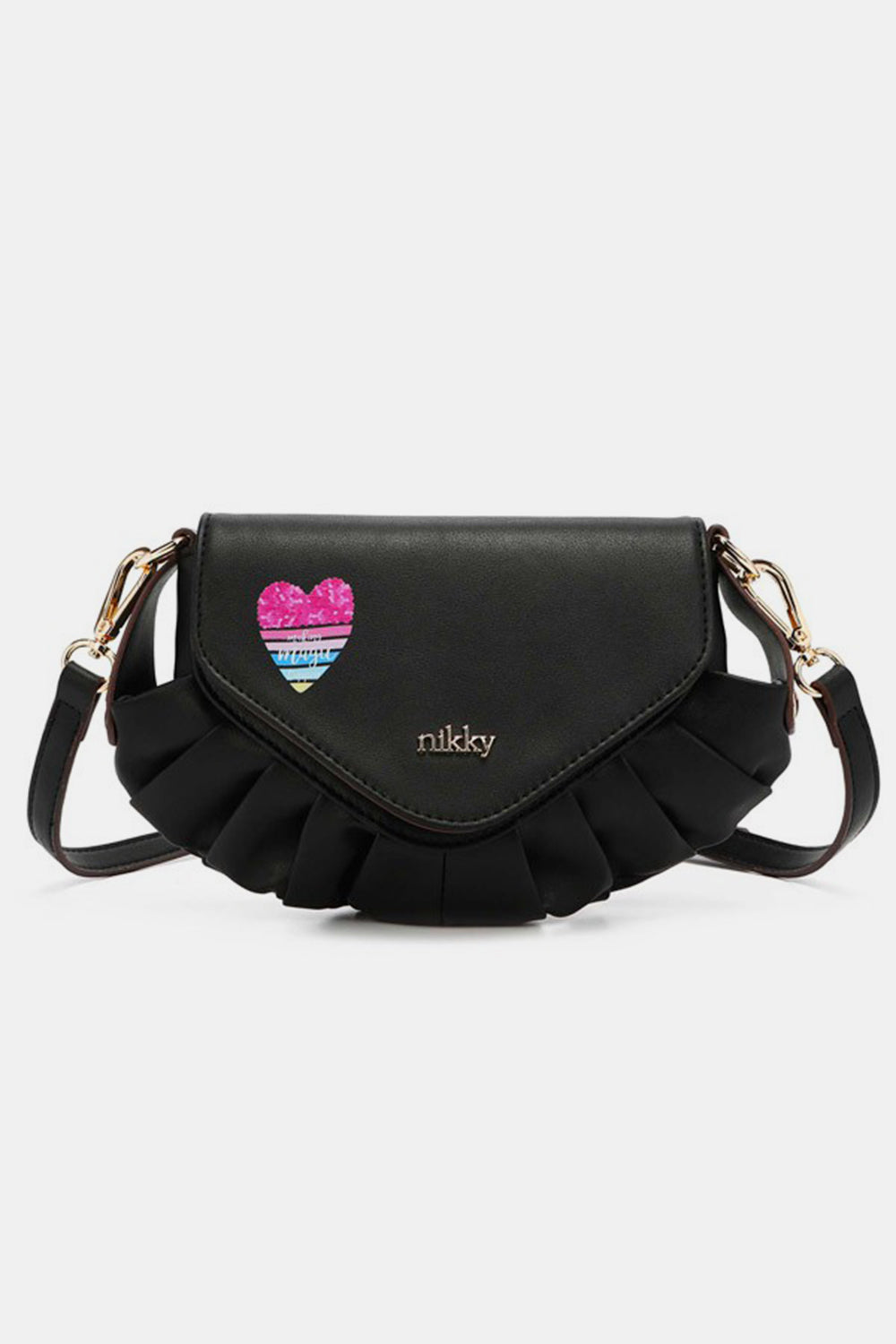 Nicole Lee USA Crossbody Bag Eco-Leather Heart Flap Small Flair Purse