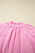 Women's Outfit Set Pink Half Zip Puff Sleeve Top and Ruffled Shorts 2 Pcs 918849a3-ae5c-41f9-bb3a-1f89008f3de8-Min Trendsi