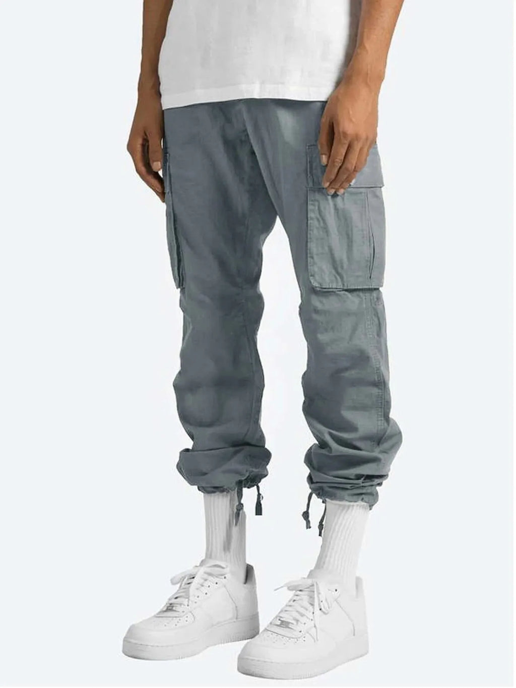 Men's Cargo Pants Drawstring Waist Pocketed Trousers S-5XL Gray 91ae2539bdf54a5ea5743962e3361c08-Max-Origin Trendsi