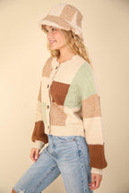 Sweater Cardigan VERY J Color Block Button Down Textured 91b51fac-324c-4760-9507-8978b03dd9ed-Max Trendsi