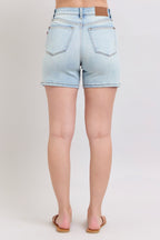 Judy Blue Denim Shorts 2 Buttons with Pockets Light Wash Plus Sizes 91da5cb1-8d60-4354-9f23-62dc91a25d3c-Max Trendsi