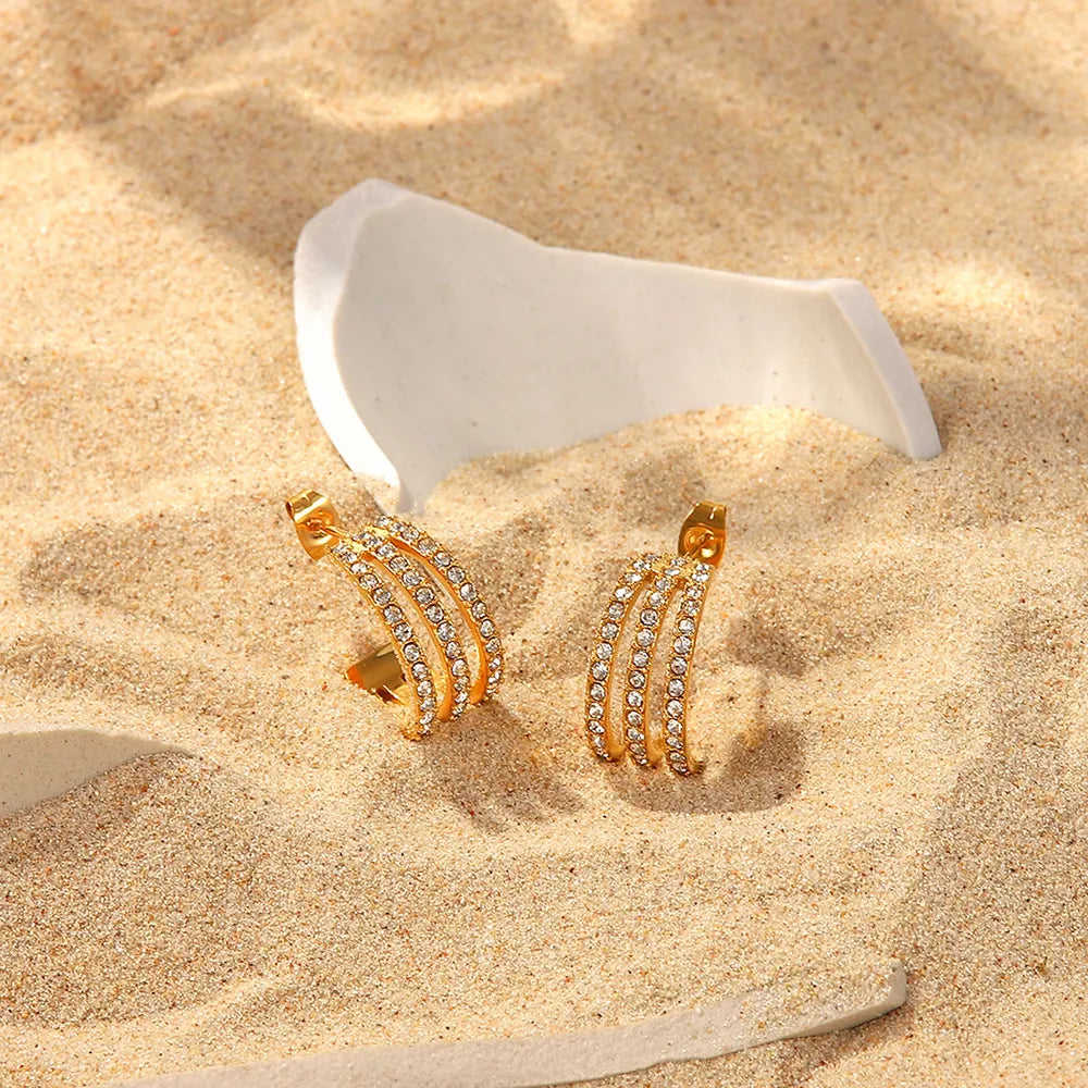 C-Hoop Earrings Stainless Steel Inlaid Zircon Gold-plated Jewelry 91e901a2-ab59-4446-8d54-0c9319a6555a-Max Trendsi