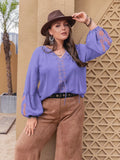 Plus Size Bohemian Embroidered Long Sleeve Blouse