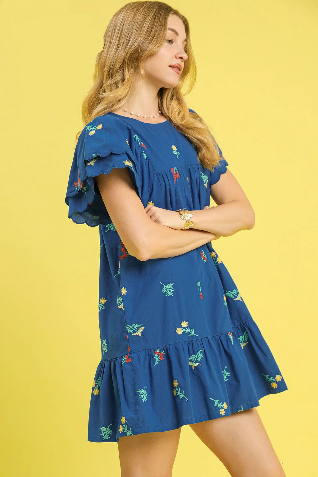 Umgee Mini Dress Dark Blue Ruffled Floral Embroidered Short Sleeve 91f98fdf-83a2-45cb-8918-59ac09e8a6a6-Max-Origin Trendsi