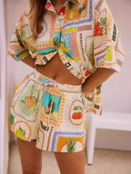 Women's Outfit set Summer Printed Button Up Shirt and Shorts Set 2 Pcs Multicolor 91fbd700-f051-43ef-87a7-0f77c2f7675a-Max-Origin Trendsi