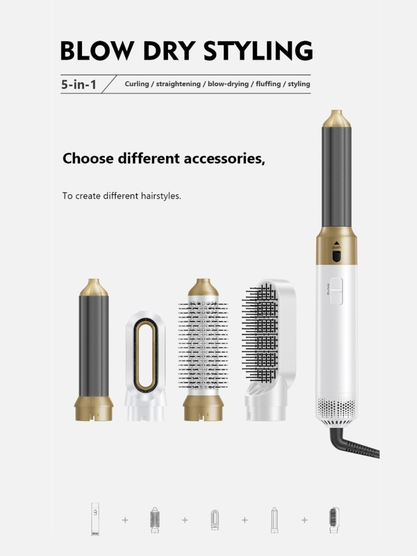 Adjustable Temperature Curling Iron with 6-Piece ABS Set, Multi-Functional and Multi-Purpose Design, Imported